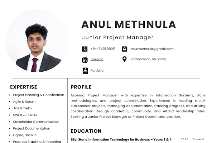 write a professional ats optimised resume and CV